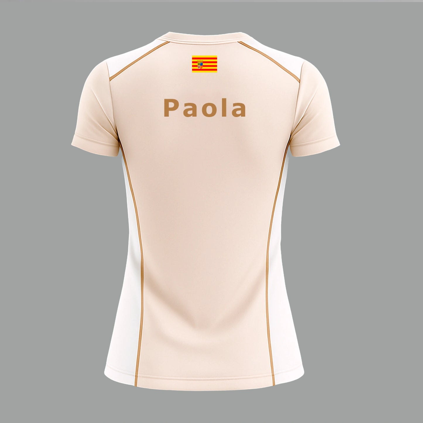 Camiseta de Pádel Mujer Beige Rosado y Blanca - Sarposhop