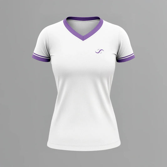Camiseta de Pádel Mujer Blanca y Morada - Sarposhop