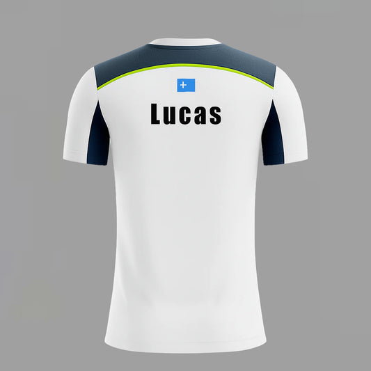 Camiseta de Pádel Personalizada Blanca y Azul