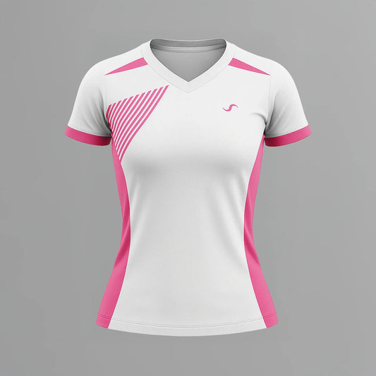 Camiseta de Pádel Mujer Blanca y Rosa - Sarposhop