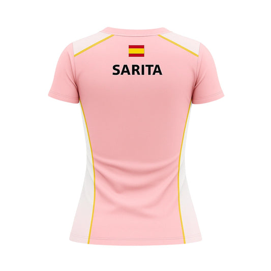 Camiseta de Pádel Mujer Rosa y Blanca - Sarposhop