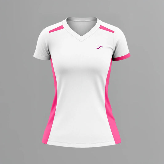 Camiseta de Pádel Mujer Blanco y Rosa - Sarposhop
