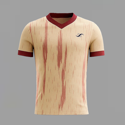Camiseta de Pádel Beige y Rojo Fuego
