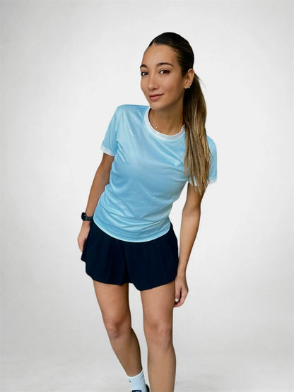Camiseta de Pádel Mujer Celeste y Blanca - Sarposhop