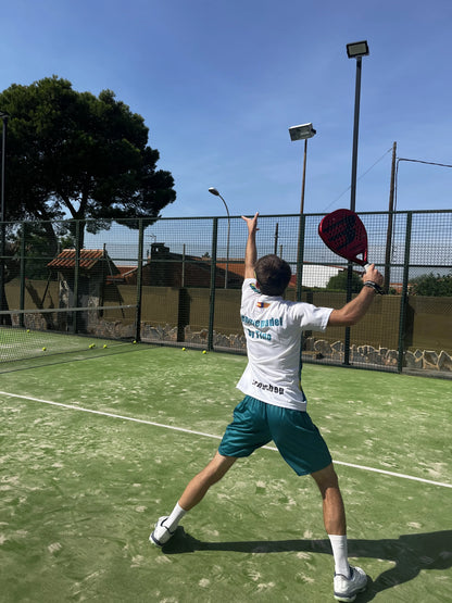 Camiseta de Pádel Blanca y Turquesa Geométrica - Sarposhop