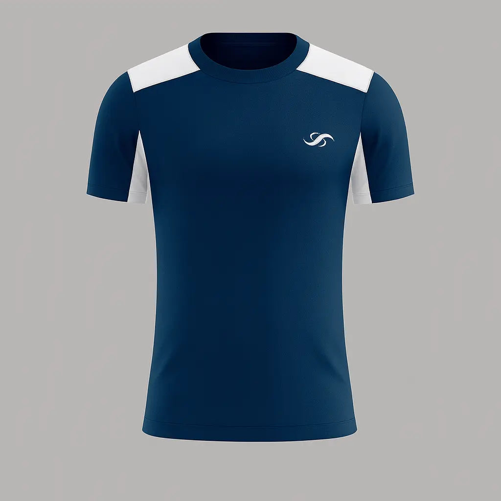Camiseta de Pádel Azul Marino y Blanca