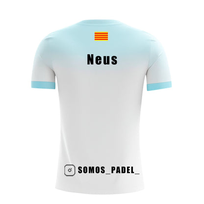 Camiseta de Pádel Mujer Blanca y Azul - Edición Especial "Somos Padel" - Sarposhop