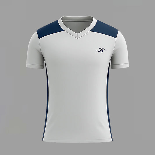 Camiseta de Pádel Blanco Grisáceo y Azul