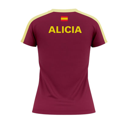 Camiseta de Pádel Mujer Granate y Amarilla - Sarposhop