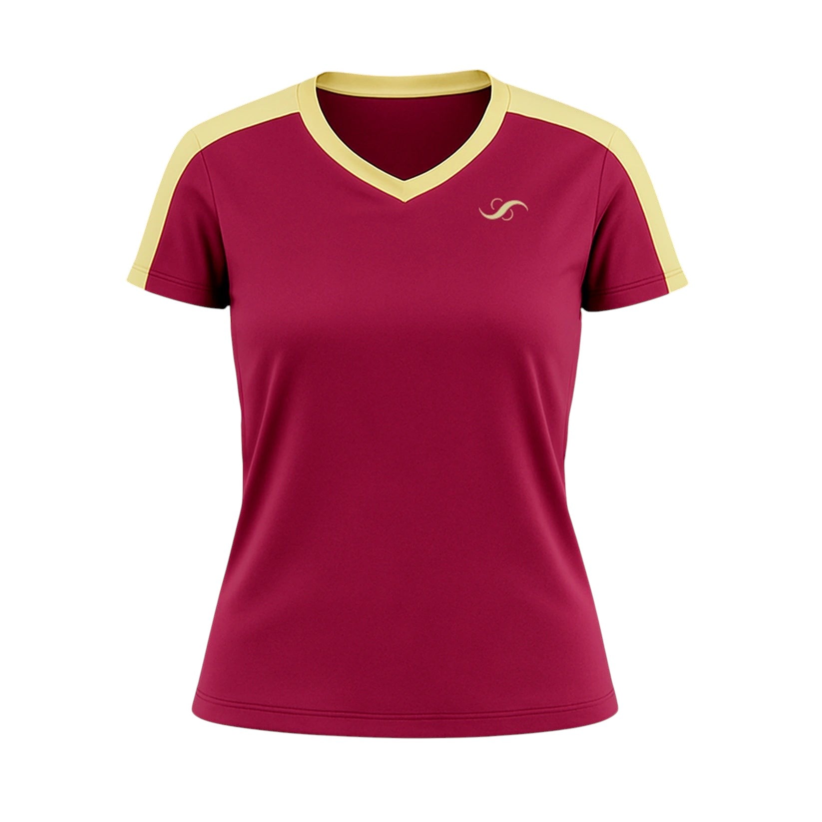 Camiseta de Pádel Mujer Granate y Amarilla - Sarposhop