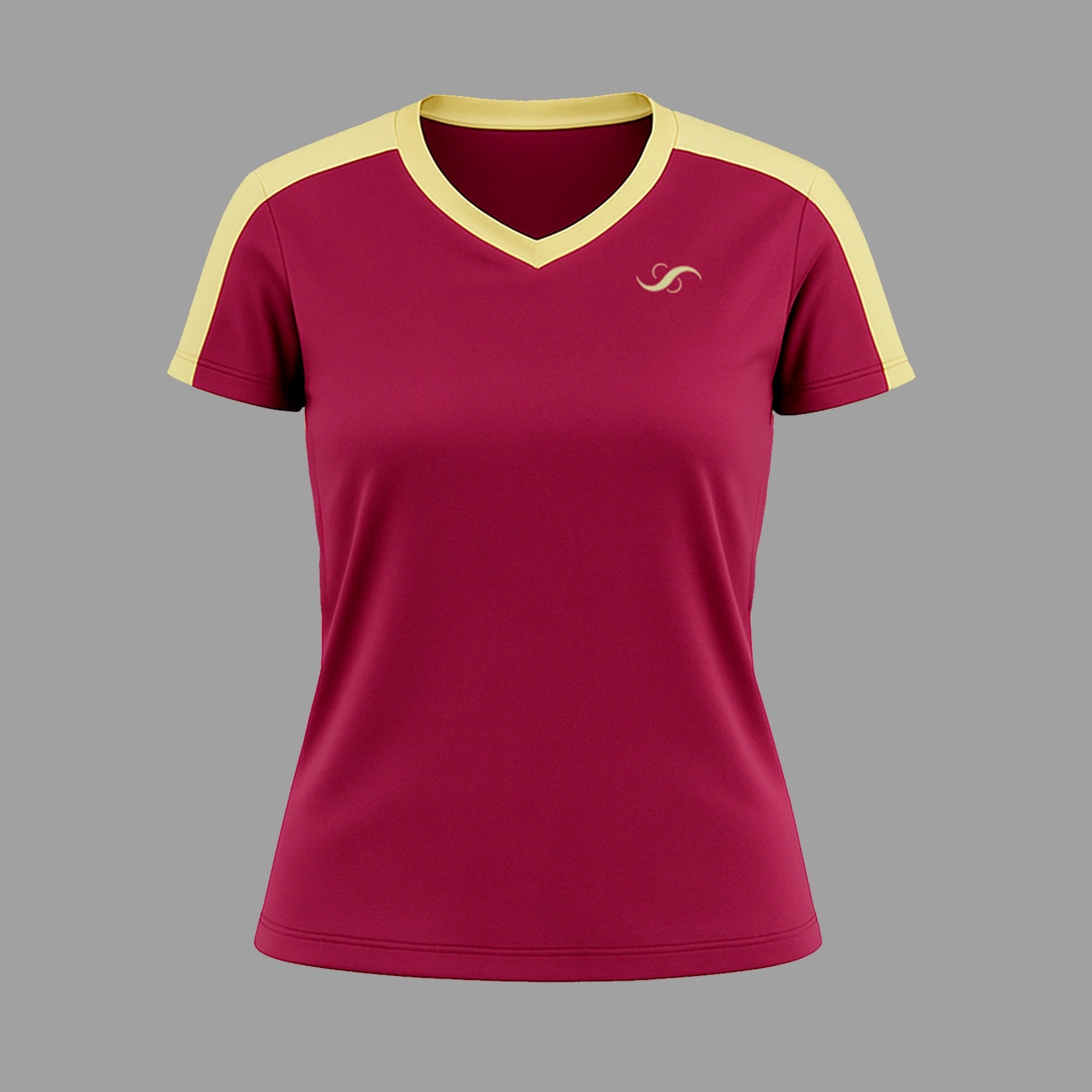 Camiseta de Pádel Mujer Granate y Amarilla - Sarposhop