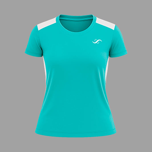Camiseta de Pádel Mujer Verde Azulado y Blanca - Sarposhop