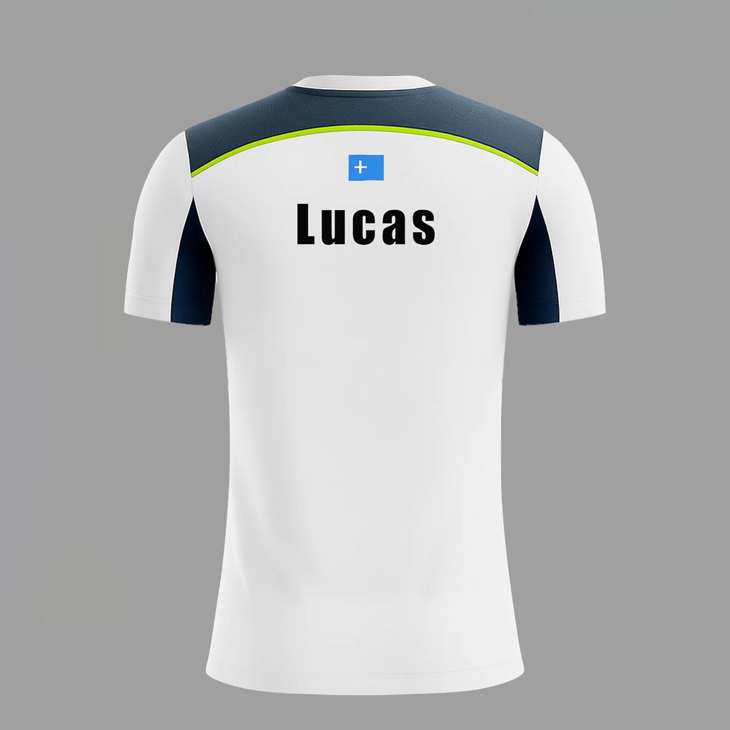 Camiseta de Pádel Personalizada Blanca y Azul