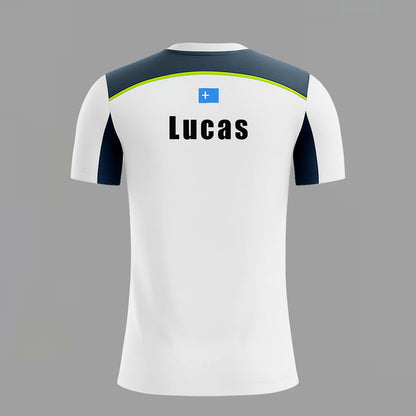 Camiseta de Pádel Personalizada Blanca y Azul