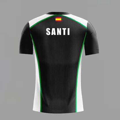 Camiseta de Pádel Negra, Blanca y Verde Personalizada