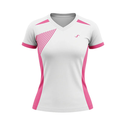 Camiseta de Pádel Mujer Blanca y Rosa - Sarposhop