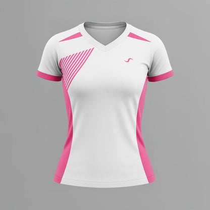 Camiseta de Pádel Mujer Blanca y Rosa