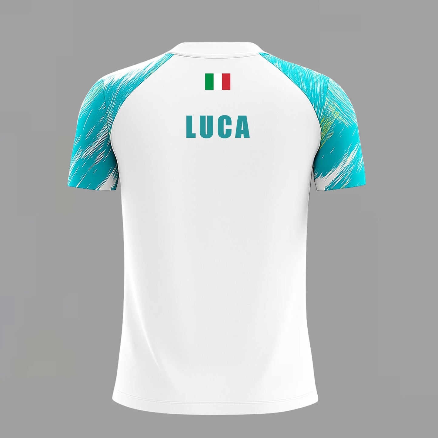 Camiseta de Pádel Blanca y Turquesa Geométrica