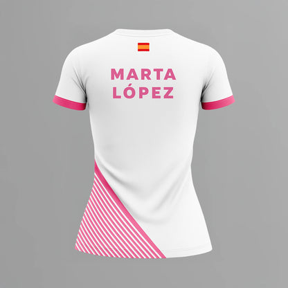 Camiseta de Pádel Mujer Blanca y Rosa