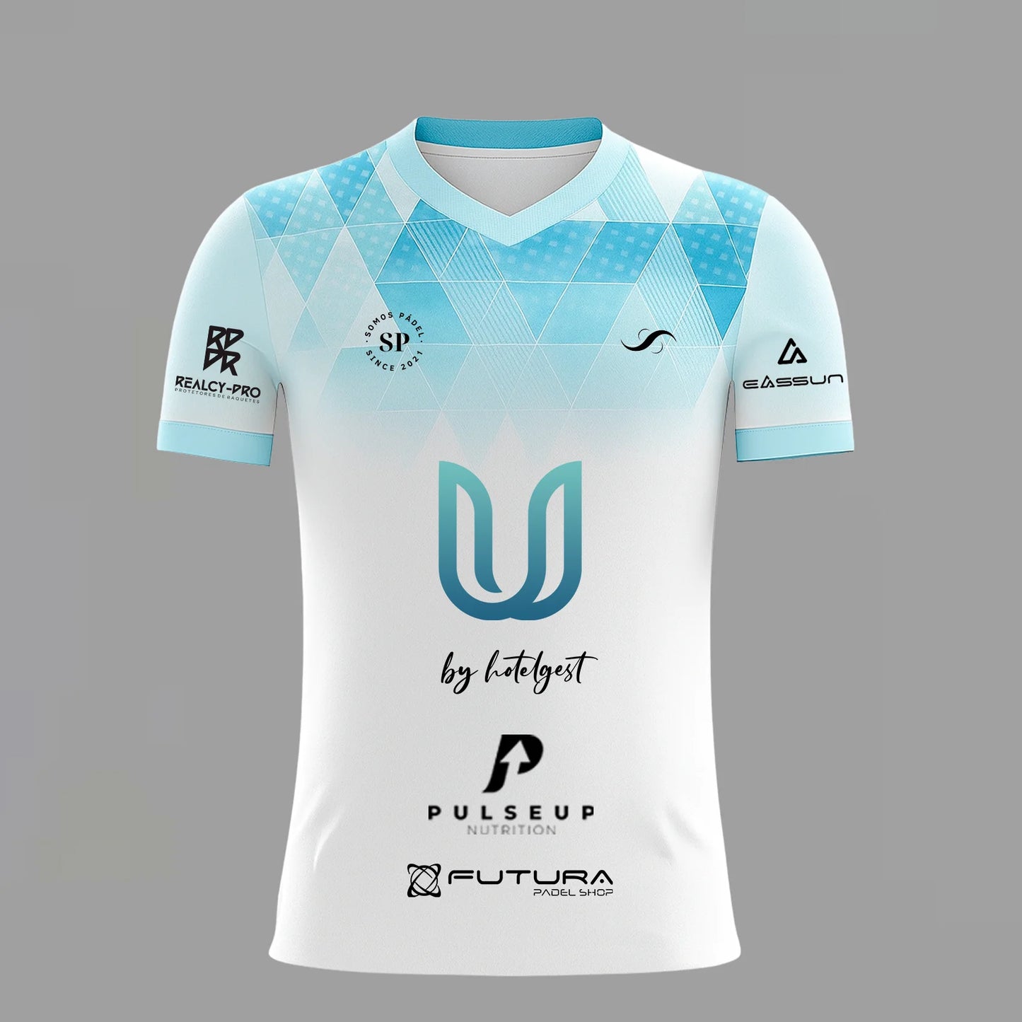 Camiseta de Pádel Blanca y Azul