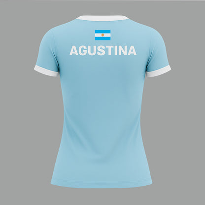 Camiseta de Pádel Mujer Celeste y Blanca - Sarposhop