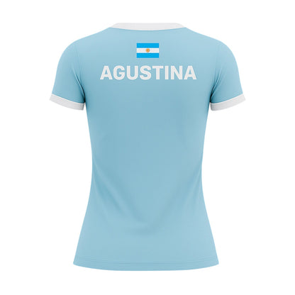 Camiseta de Pádel Mujer Celeste y Blanca - Sarposhop