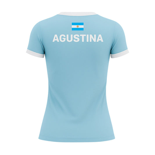 Camiseta de Pádel Mujer Celeste y Blanca - Sarposhop
