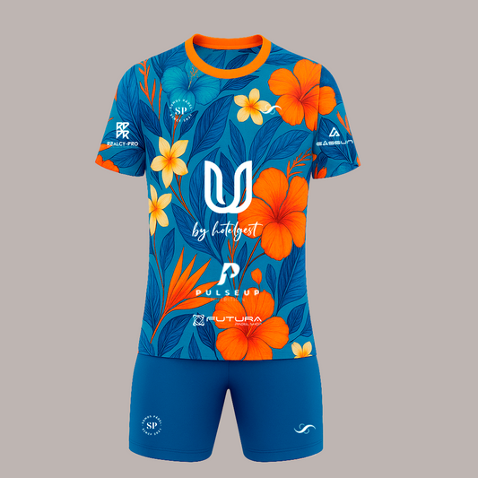 Conjunto de Pádel Tropical Azul y Naranja