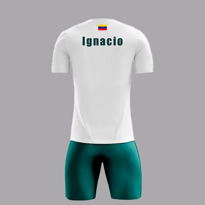 Conjunto de Pádel Blanco y Verde Geométrico