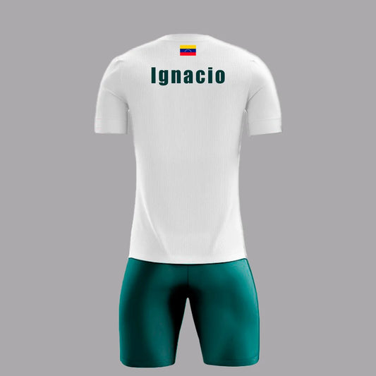 Conjunto de Pádel Blanco y Verde Geométrico