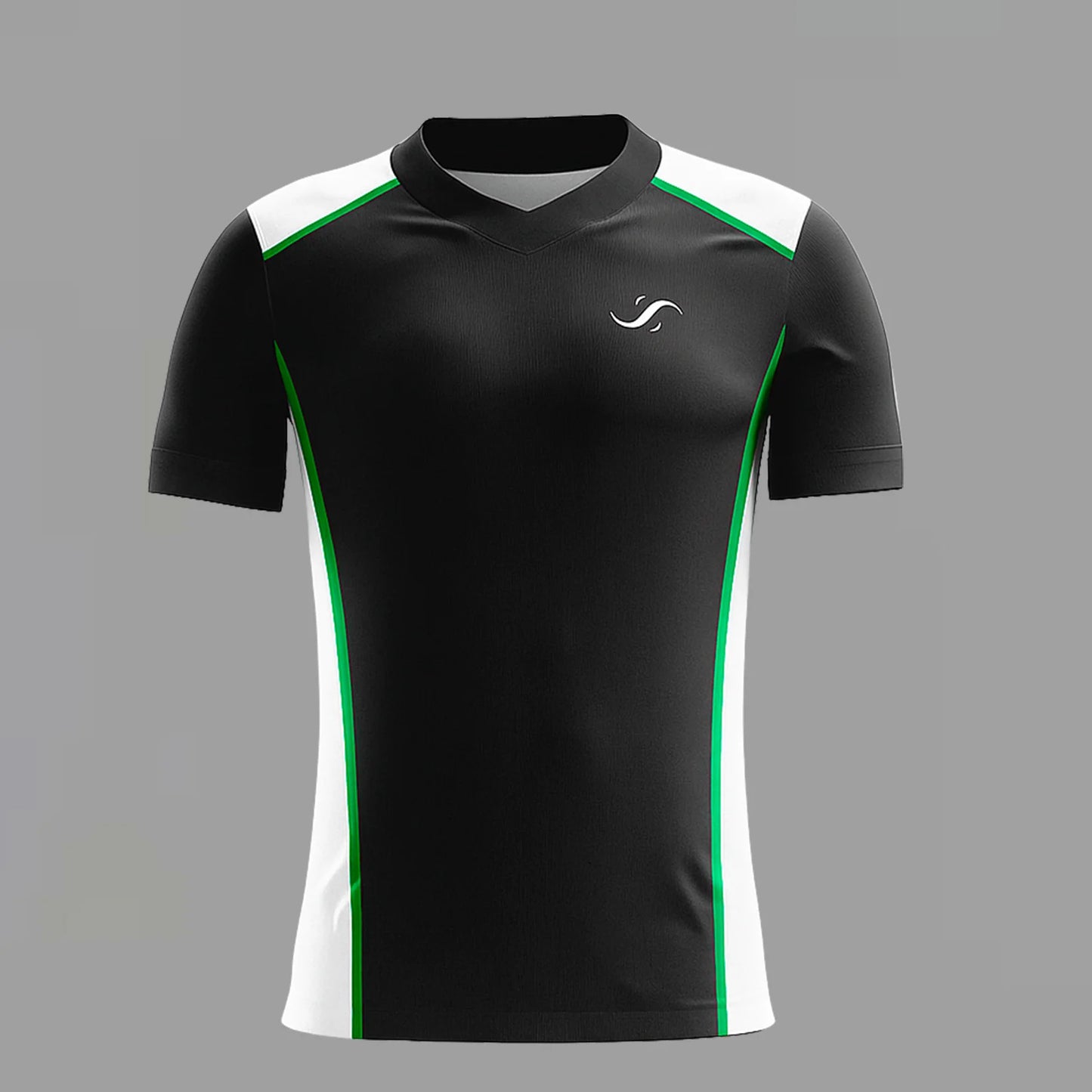 Camiseta de Pádel Negra, Blanca y Verde Personalizada