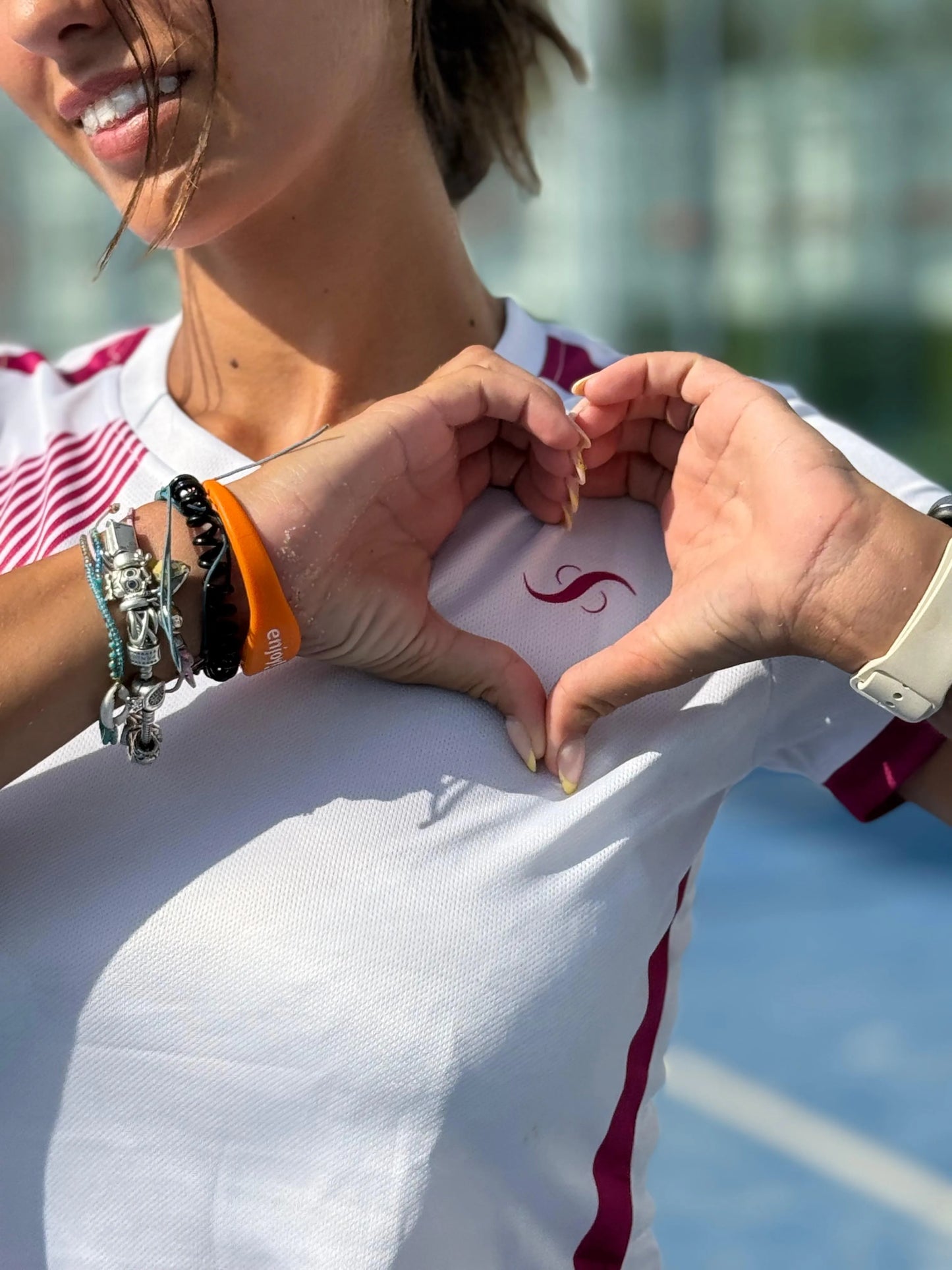 Camiseta de Pádel Mujer Blanca y Rosa - Sarposhop